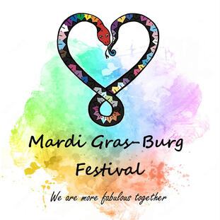 Mardi Gras-Burg logo